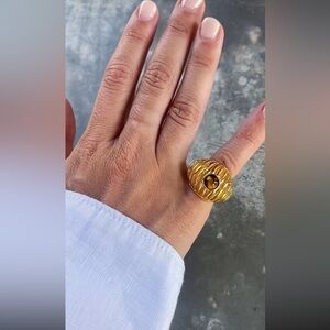 Statement  Cocktail Gold brown tiger eye REEF RING, Size 8,5 $270